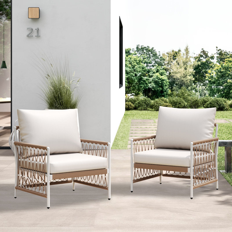 Chaise longue d'extérieur 2 pièces, chaise de patio moderne avec structure en acier
