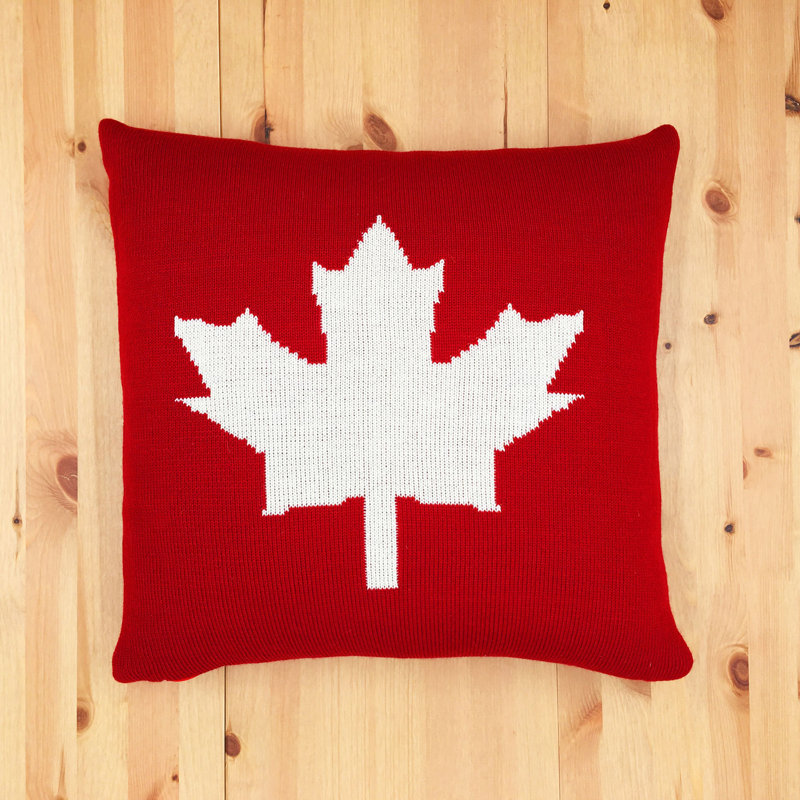 O Canada Throw Pillow, 26" x 26", Feathers, Red/White