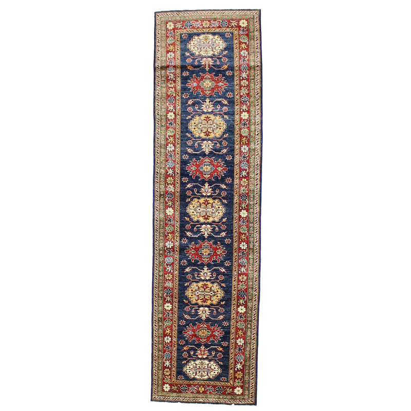 Tapis de couloir unique en laine / coton noué à la main 2 pi 7 po x 9 pi 8 po New Age