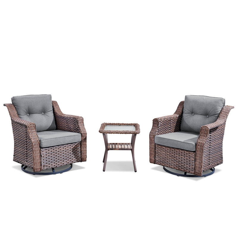 Chaise berçante pivotante pour 2 personnes avec table d'appoint et coussins, Gris