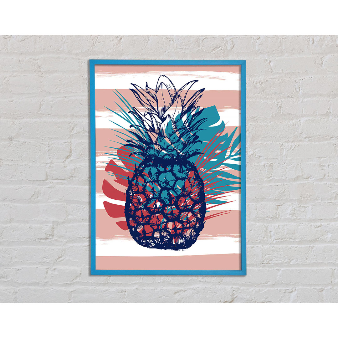 Pop Art Ananas Palmblätter Gerahmter Druck