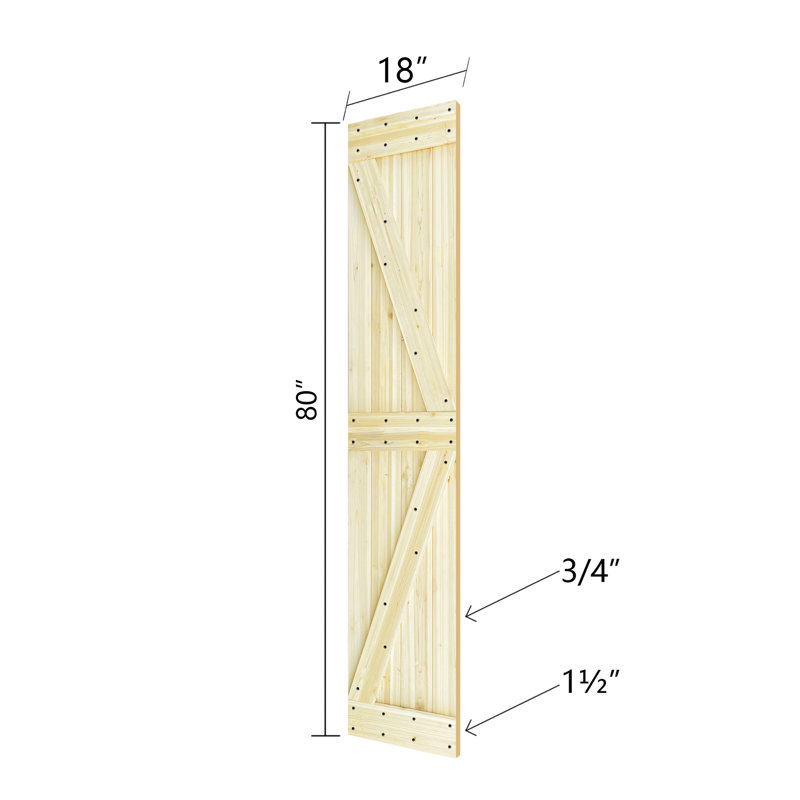 Unfinished Solid Spruce Bi-Fold Barn Door with Hardware Kit