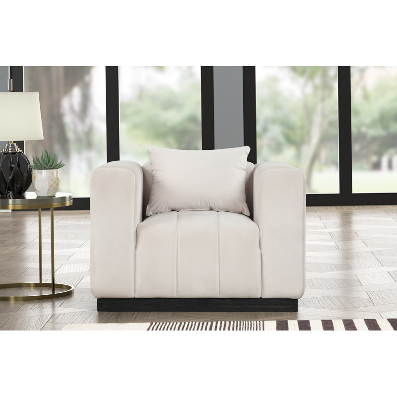 Deakyne 2 - Piece Velvet Living Room Set, Half White, Black