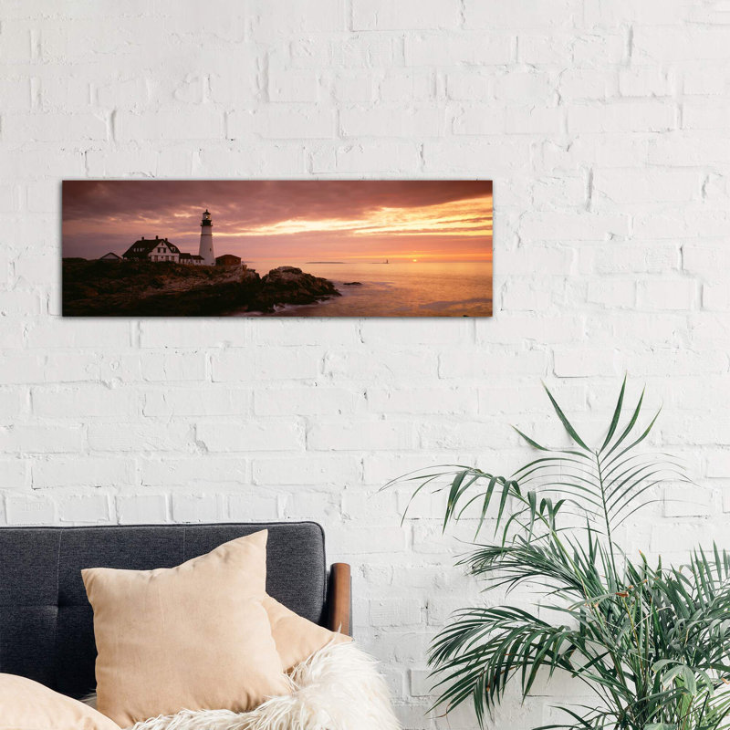 Portland Head Lighthouse, Cape Elizabeth, Maine, Usa by Panoramic Images - No Frame Panoramic Print on Canvas