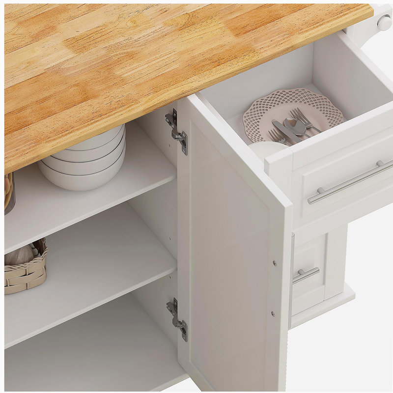 A large capacity kitchen island cart with an expandable top