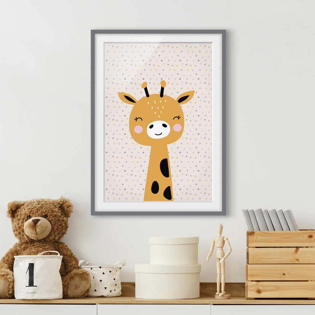 Gerahmtes Papierbild Baby Giraffe