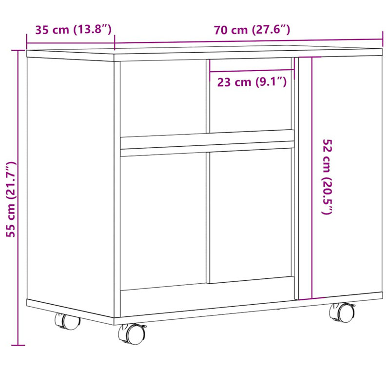 Aila Side Table 70x35x55 cm Engineered Wood, Old Wood