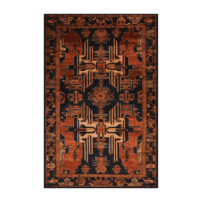 Machine Washable Art Deco Brown Area Rug
