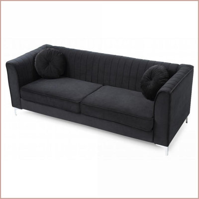 Canapé Delray Glam Light Luxury Velvet Noir | Velours | Métal