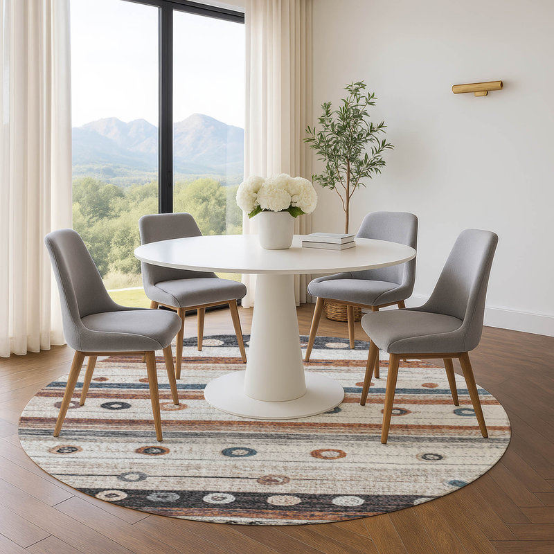 Premium Machine Washable Millbrook AMF1964 Stripes Rug, Round 8'