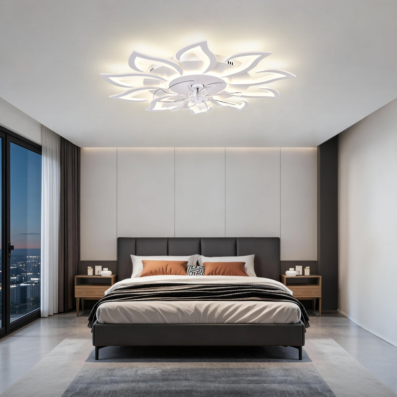 Ventilateur de plafond encastré à intensité variable réversible à DEL 38,58 po Izzabella avec télécommande et application