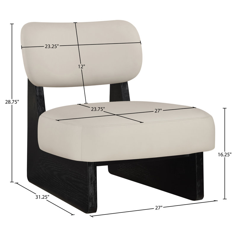 Fauteuil d'appoint en cuir Vetra Lystra, Cuir taupe végétalien, Noir