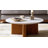 Comsa 36" Modern Minimalist Natural Marble-Top Coffee Table With Solid Wood Base