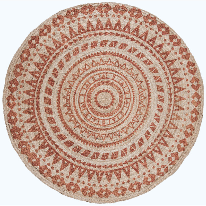 Desroches Hand Woven Jute Oriental Rug, Round 8' x 8'