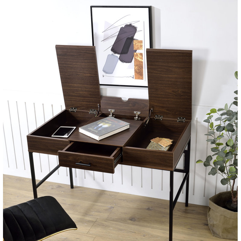 Bureau d'écriture en chêne et noir avec port de charge USB | Idée de cadeau, Chêne