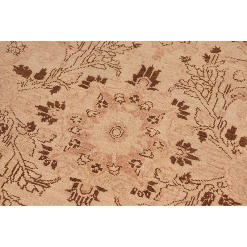 Tapis oriental brun clair en laine noué à la main 10 pi 3 po x 12 pi 8 po Baccio