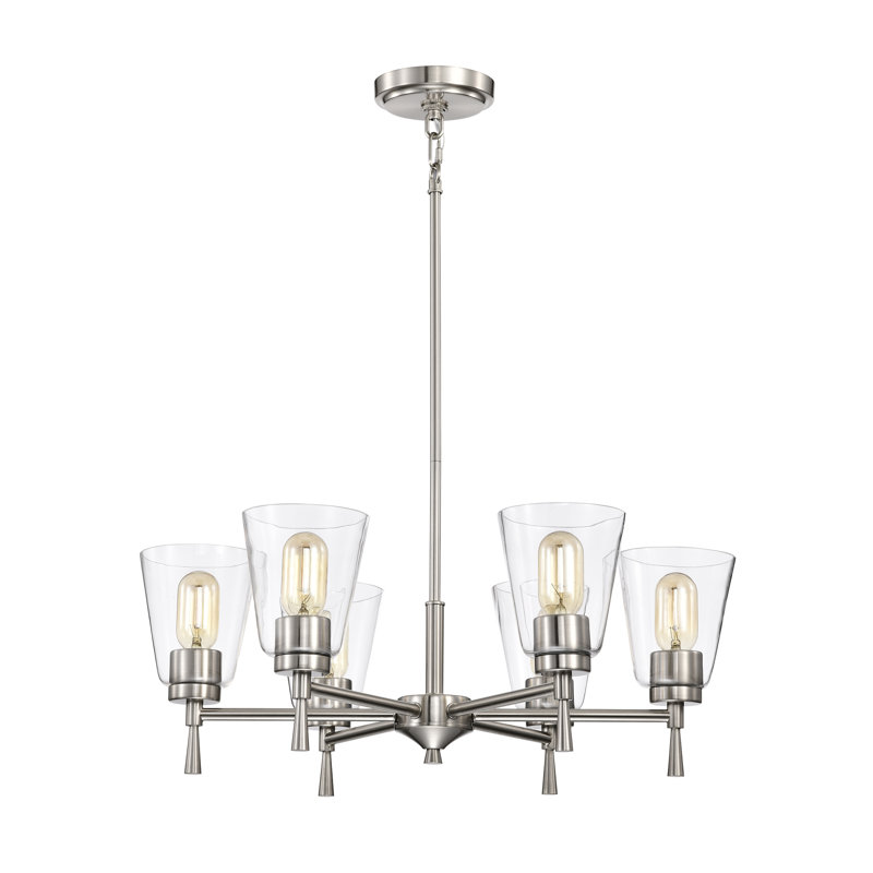Lustre moderne 6 lumières Briarwood, Nickel brossé