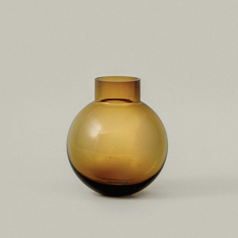 Vase boule en verre - ambre foncé, Brun