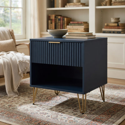 Table de chevet bleu nuit