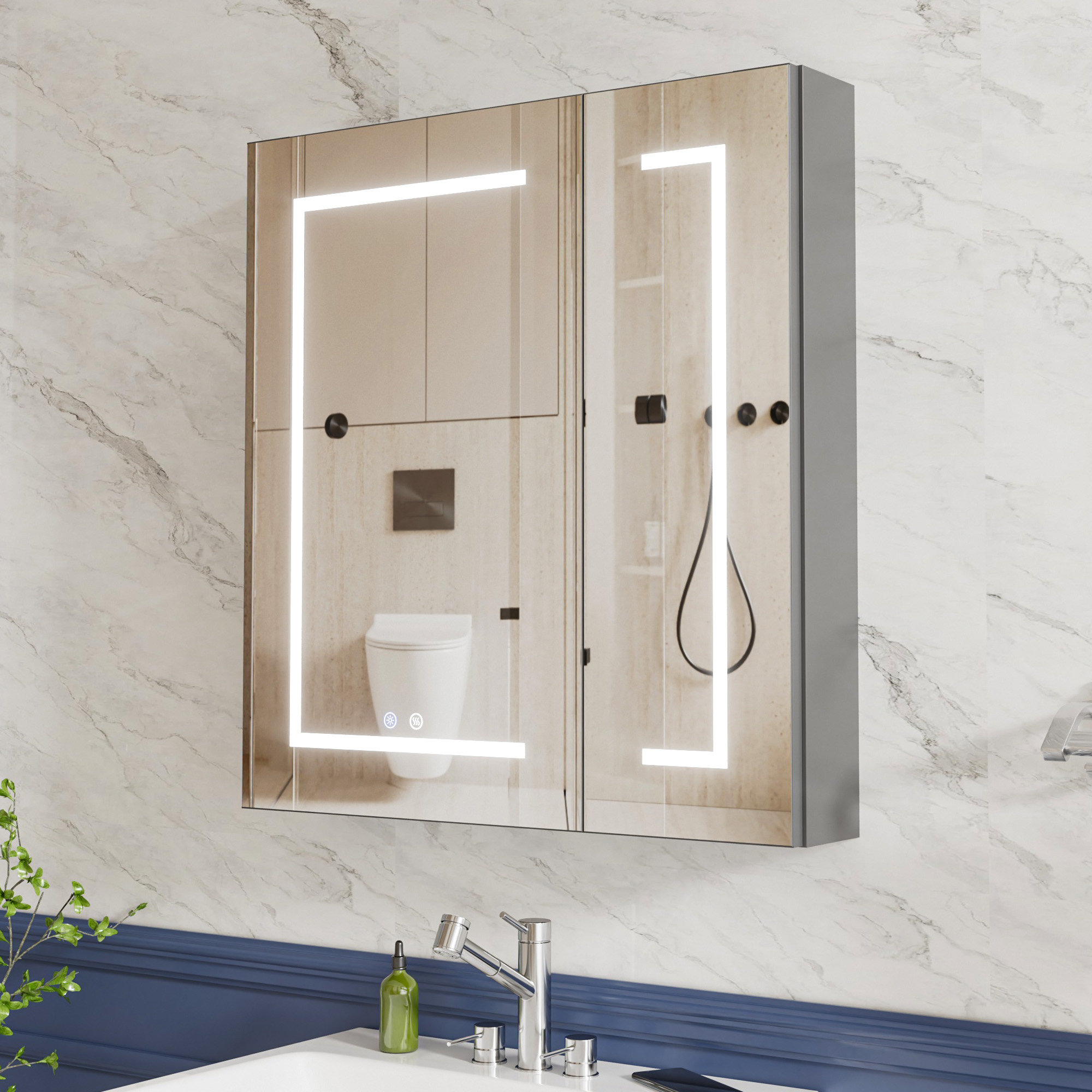 Brayden Studio® 2-Door Dimmable LED Medicine Cabinet with Anti-Fog ...