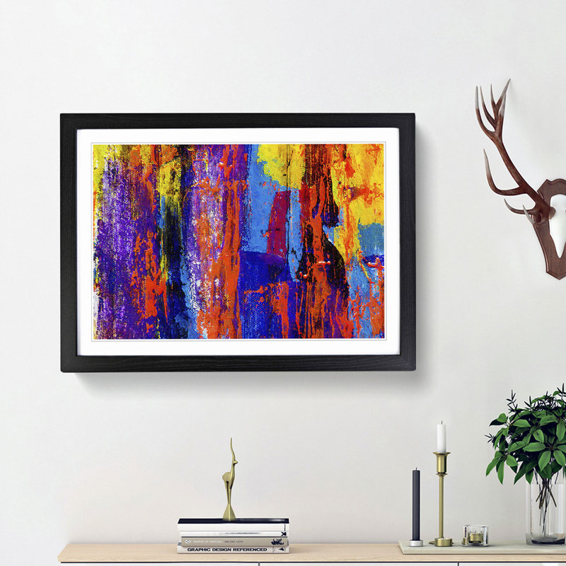 Abstract Vol.475 by S.Johnson - Single Picture Frame Painting, 24cm H x 33cm W x 2cm D, Black Framed