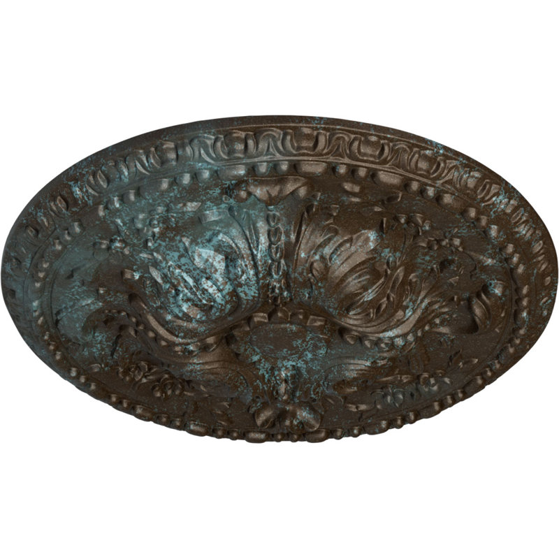 Médaillon de plafond Endurathane Riley, DO 18 po x P 3 1/2 po x P 1 1/2 po (convient aux auvents jusqu'à 4 5/8 po), fini cuivre antique peint à la main