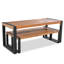 Ensemble de table de salle à manger d'extérieur 3 pièces avec 2 bancs