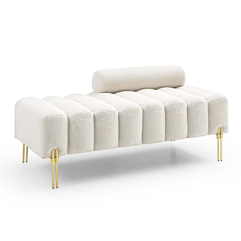 Gracelee Upholstered 53.2'' Sofa, Beige Faux Sherpa Fleece Fabric