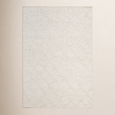 White Flatweave Geometric Rug