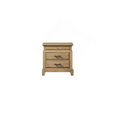 Table de chevet 2 tiroirs avec plateau - finition caramel