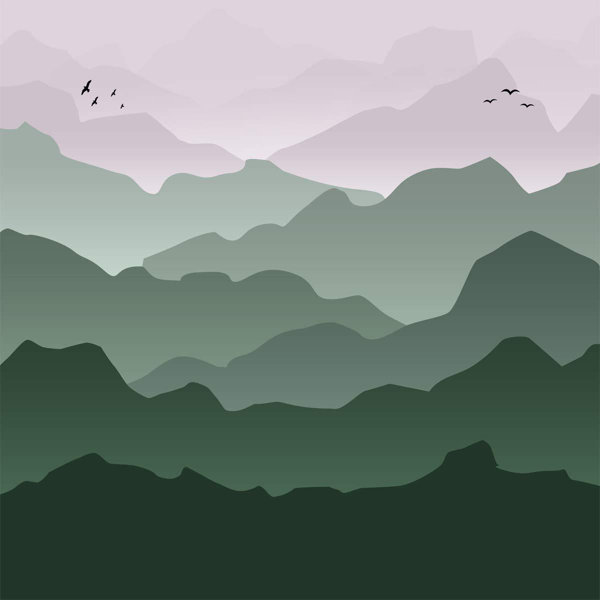 Green mountains and hills nature stickers