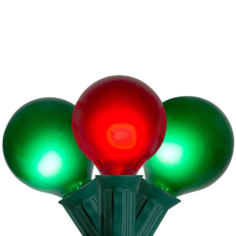 Guirlande de 15 lumières sphériques rouges et vertes G50 15 fils 13,5 pi