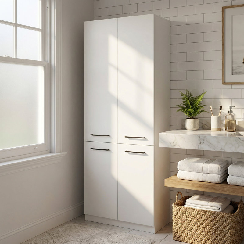 Laundry Hamper Bathroom Cabinet With Shelves