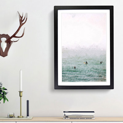 Surfers Waiting to Surf - Picture Frame Painting Print on MDF