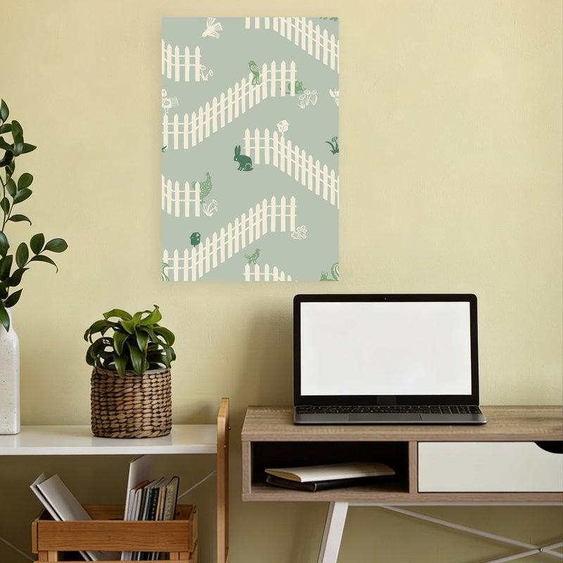 Whimsical Garden Animals Playful Whimsical Abstract Bird Rabbit Squirrel Nature Spring Wall Art Print 1 Piece Wrapped Canvas Wall Art