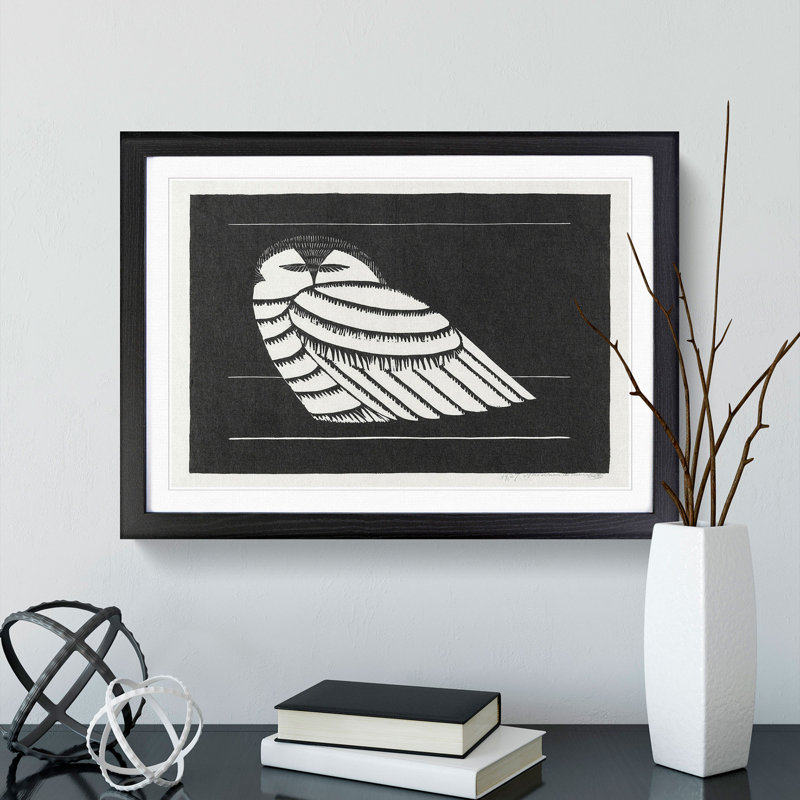 Snowy Owl by Samuel De Mesquita - Picture Frame Painting, Black Framed, 27cm H x 36cm W x 2cm D