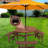 6 Picnic Table For Patio - 35.43" Tabletop, 3 Built-In Benches, 1720Lb Capacity, Rustic Style Brown Outdoor With 35" Round Top & Benches Patio, Backyard, Garden, Load Capacity-139818032