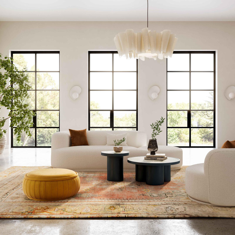 Cloteen Boucle Modular LAF Loveseat, Crème