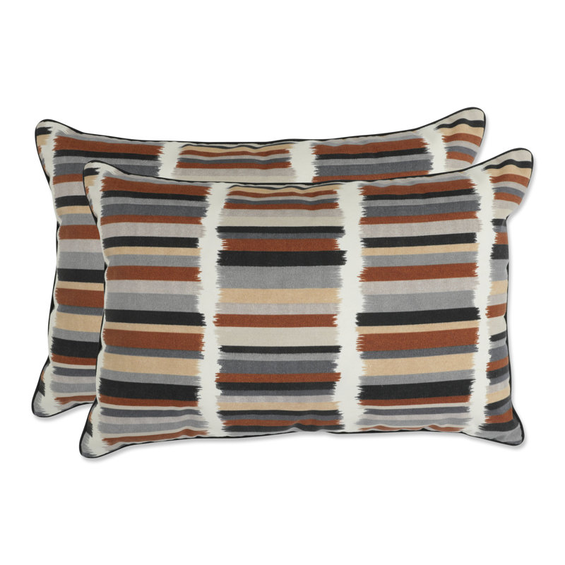 Ebony Multi Striped Rectangular Outdoor Lumbar Pillow Set
