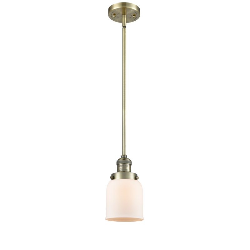 Hardison 1 - Light Single Pendant, Matte White Cased, Antique Brass