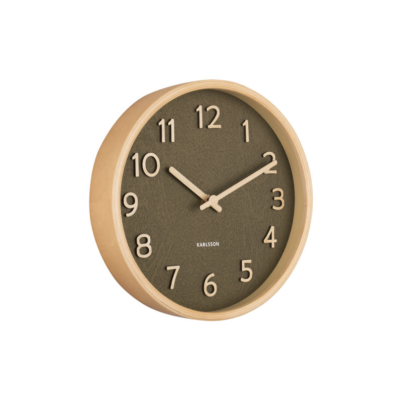Manufactured Wood Wall Clock, 40cm H x 40cm W x 4.5cm D, Moss Green
