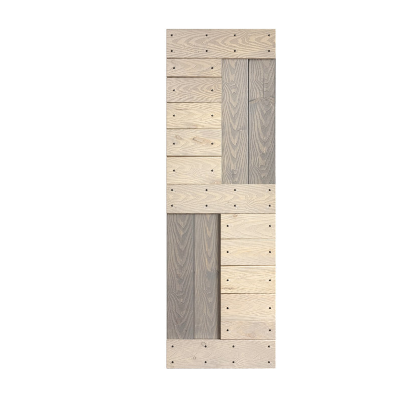 Porte de grange coulissante en bois noueux bricolage Coast S Sequoia EMBossing S Series sans quincaillerie, 24 po x 84 po