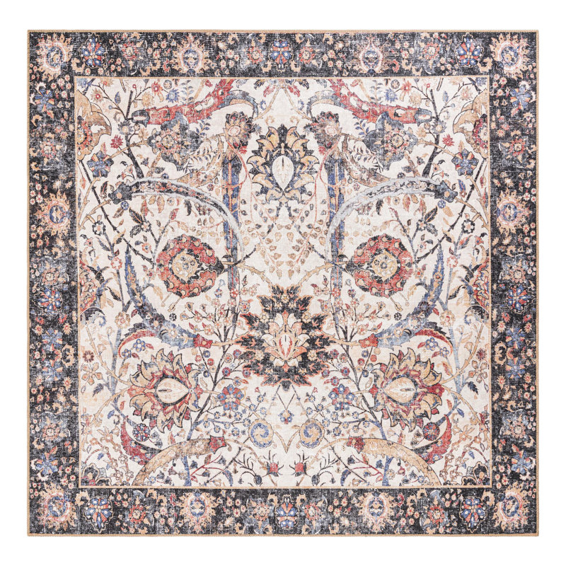 Mailen Performance Chenille Floral Indoor Rug, Square 7'10" x 7'10"