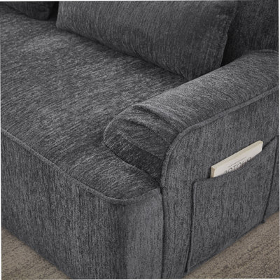 Chenille L-Shape Luxury Sectional Oversized Sofa, Minimalist Design, Comfy Sleeper Couch For Living Room, Apartment & Reception Spaces, No Assembly Required