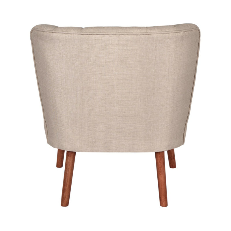 Élégant fauteuil à oreilles, couleur crème, 25,2 po x 29,5 po x 25,6 po | Structure en bois massif, tissu 100% polyester facile à nettoyer, parfait pour le salon ou la chambre à coucher | Confort élégant avec pieds en bois durable