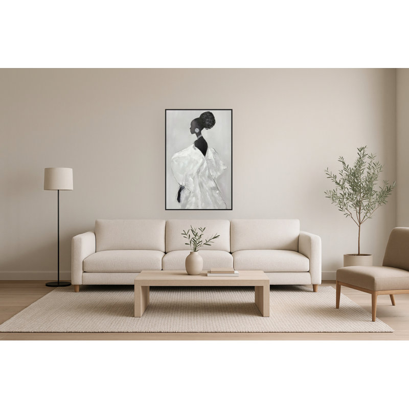 Art mural encadré Elegant Silhouette I avec pierres - 32 po x 48 po - cadre noir