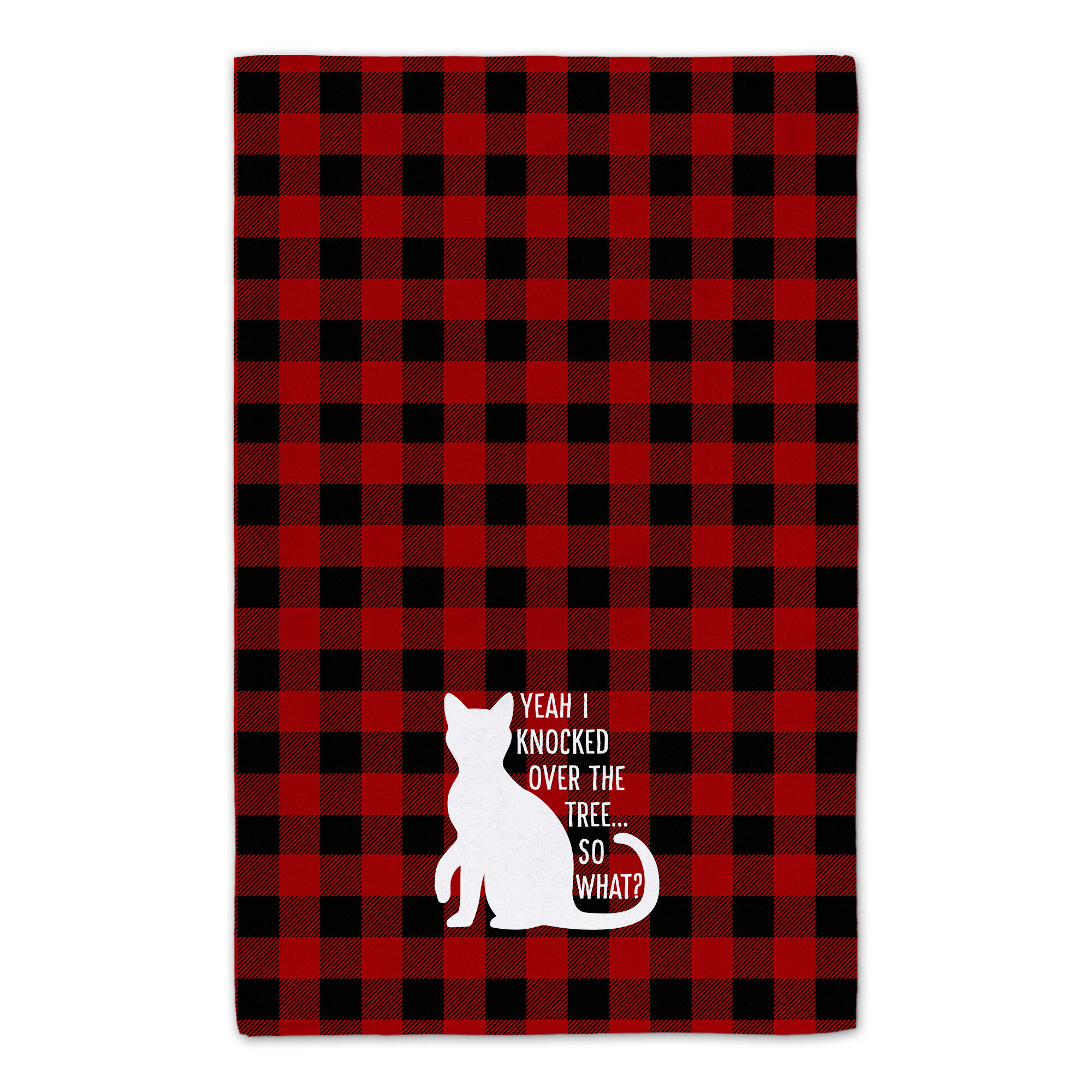 Checkered Hand Towel Black and White Kitchen Towels Cat Themed Dishtowel  Plaid