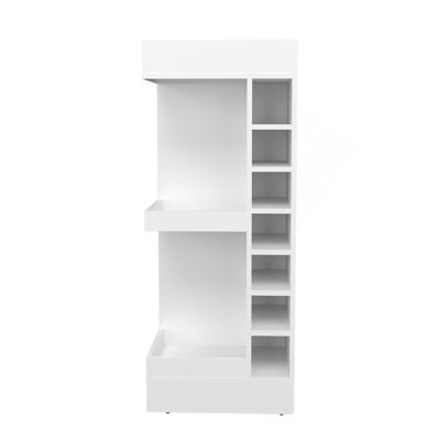 Armoire de bar de coin à 3 niveaux de 46 po avec quatorze casiers à bouteilles de vin Lyman, salon, armoire à boissons alcoolisées, armoire de rangement blanche