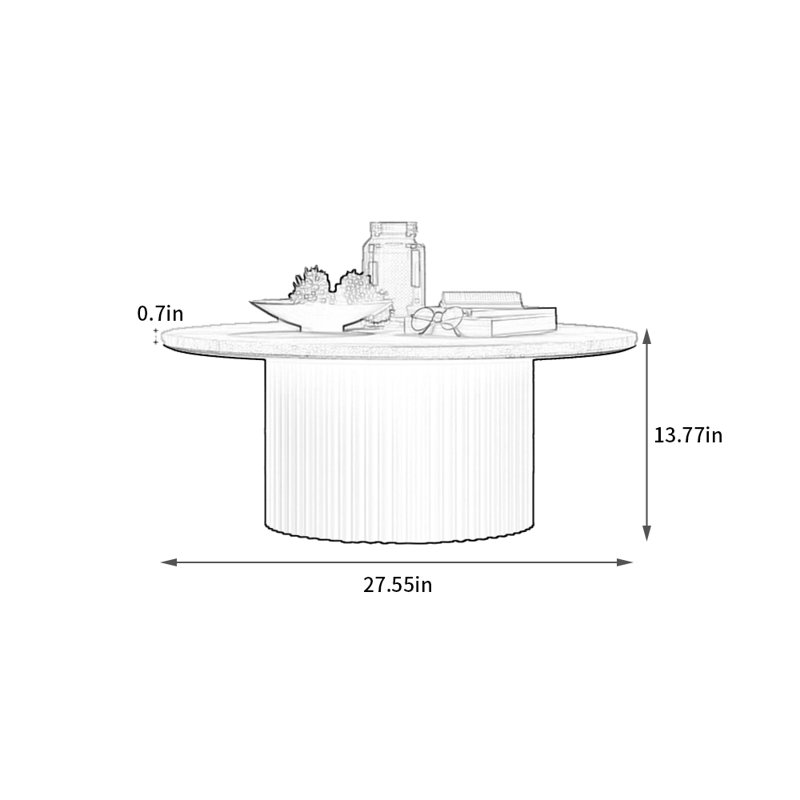 Table basse Wabi-sabi, H 13,77 po x L 27,55 po x l 27,55 po