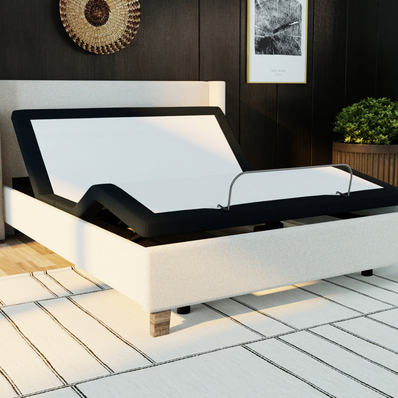 Lit double modèle 3 avec base réglable - technologie zéro, articulations de la tête et des pieds sans tracas, taille en métal gris, réglages faciles, boutons de mémoire, télécommande sans fil